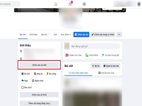 Vào trang cá nhân của bạn và nhấn vào 'Chỉnh sửa chi tiết'.