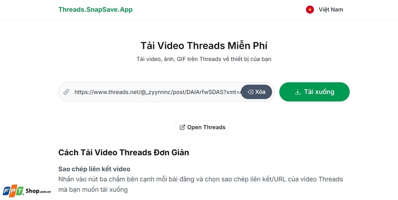 Dán liên kết video vào công cụ tải